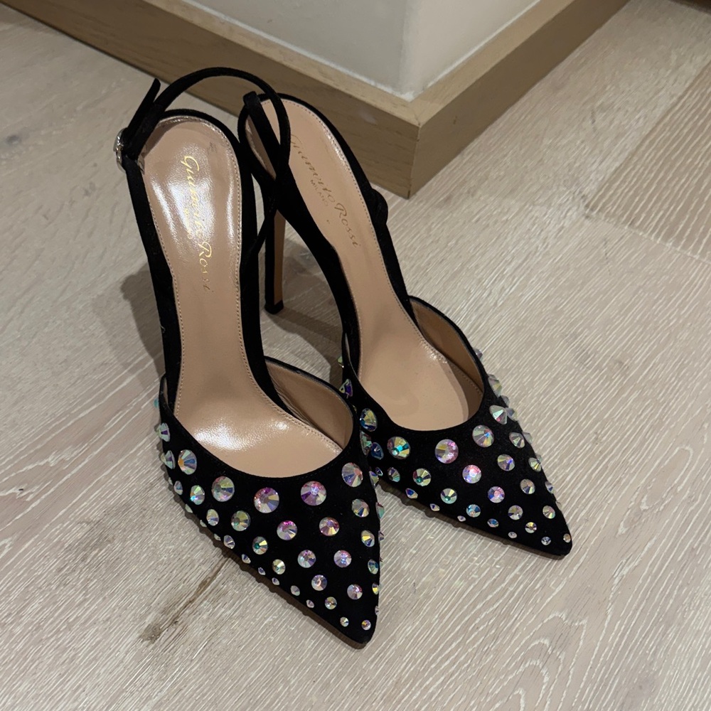 Gianvito Rossi Black Heels with Crystal Accents